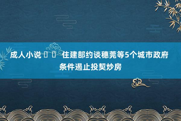 成人小说 		 住建部约谈穗莞等5个城市政府 条件遏止投契炒房