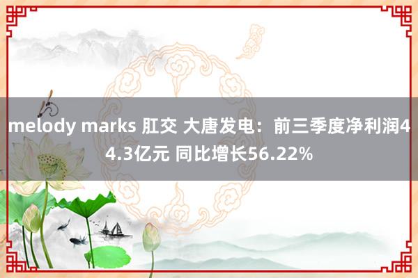 melody marks 肛交 大唐发电：前三季度净利润44.3亿元 同比增长56.22%