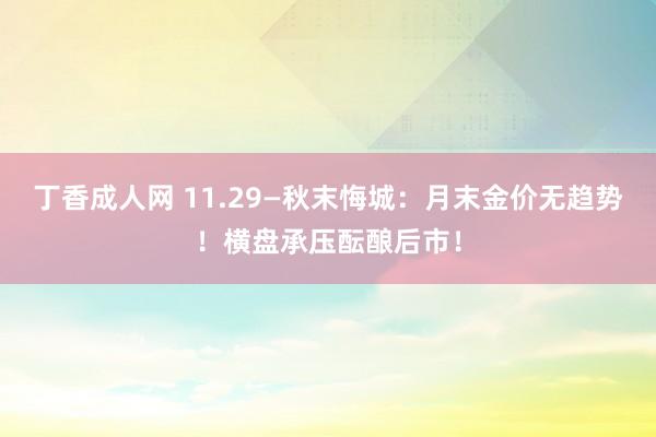 丁香成人网 11.29—秋末悔城：月末金价无趋势！横盘承压酝酿后市！