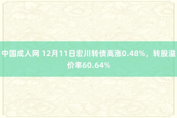 中国成人网 12月11日宏川转债高涨0.48%，转股溢价率60.64%