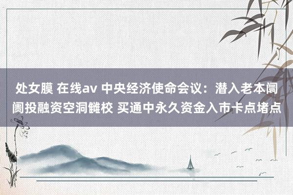 处女膜 在线av 中央经济使命会议：潜入老本阛阓投融资空洞雠校 买通中永久资金入市卡点堵点
