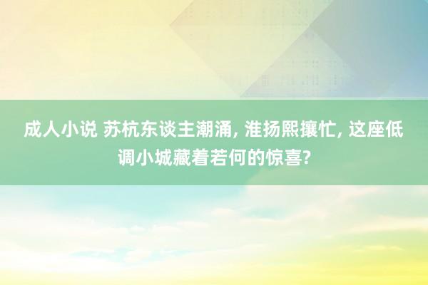 成人小说 苏杭东谈主潮涌， 淮扬熙攘忙， 这座低调小城藏着若何的惊喜?