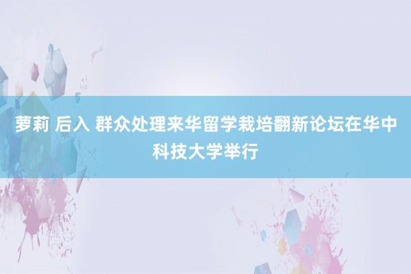 萝莉 后入 群众处理来华留学栽培翻新论坛在华中科技大学举行
