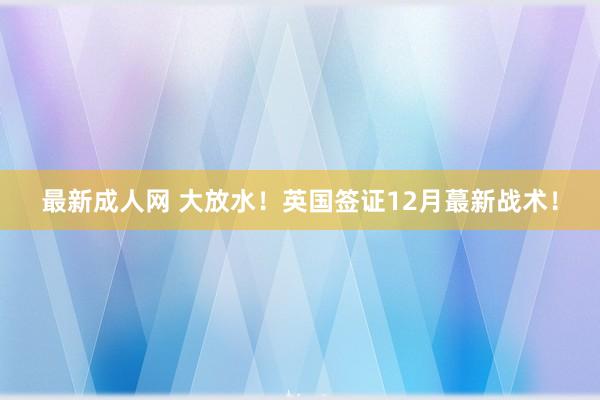 最新成人网 大放水！英国签证12月蕞新战术！