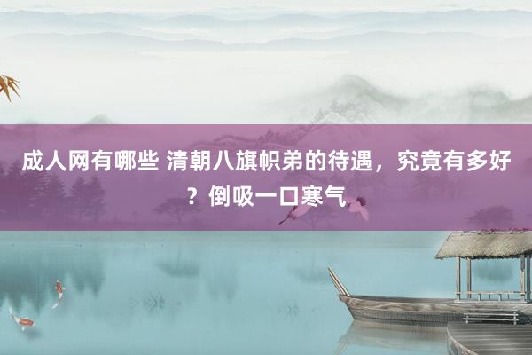成人网有哪些 清朝八旗帜弟的待遇，究竟有多好？倒吸一口寒气