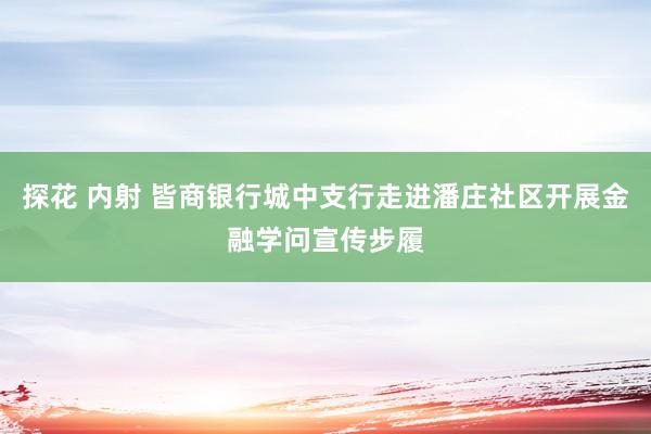 探花 内射 皆商银行城中支行走进潘庄社区开展金融学问宣传步履