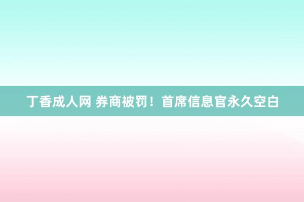 丁香成人网 券商被罚！首席信息官永久空白