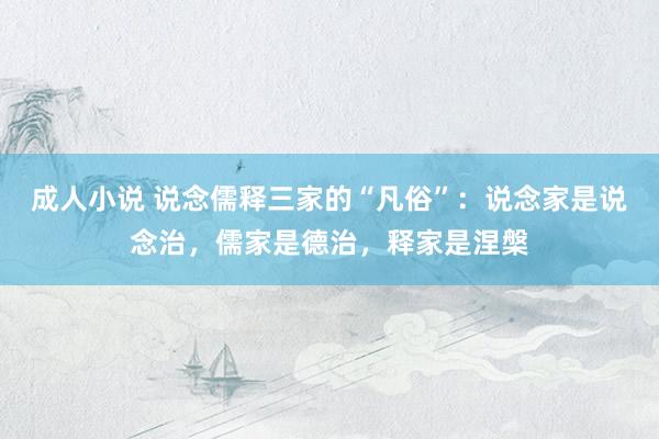 成人小说 说念儒释三家的“凡俗”：说念家是说念治，儒家是德治，释家是涅槃