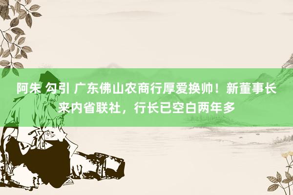 阿朱 勾引 广东佛山农商行厚爱换帅！新董事长来内省联社，行长已空白两年多
