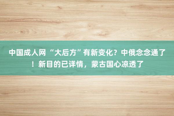 中国成人网 “大后方”有新变化？中俄念念通了！新目的已详情，蒙古国心凉透了
