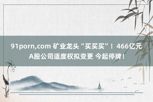 91porn，com 矿业龙头“买买买”！466亿元A股公司适度权拟变更 今起停牌！