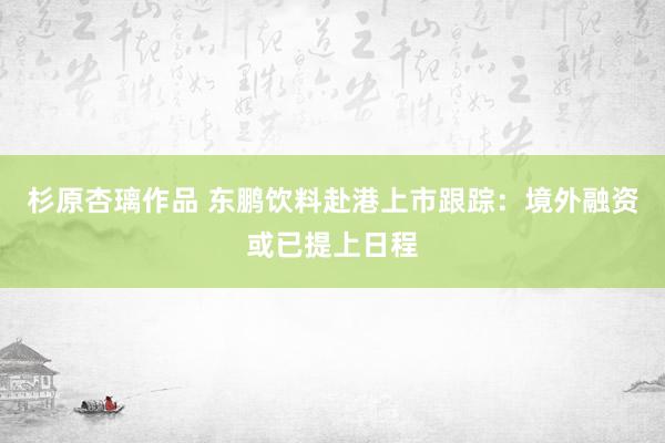 杉原杏璃作品 东鹏饮料赴港上市跟踪：境外融资或已提上日程