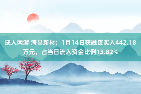 成人网游 海昌新材：1月14日获融资买入442.18万元，占当日流入资金比例13.82%