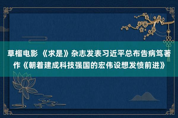 草榴电影 《求是》杂志发表习近平总布告病笃著作《朝着建成科技强国的宏伟设想发愤前进》