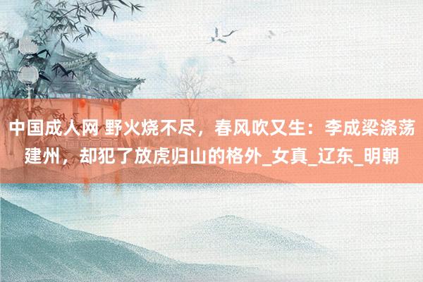 中国成人网 野火烧不尽，春风吹又生：李成梁涤荡建州，却犯了放虎归山的格外_女真_辽东_明朝