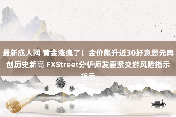 最新成人网 黄金涨疯了！金价飙升近30好意思元再创历史新高 FXStreet分析师发要紧交游风险指示