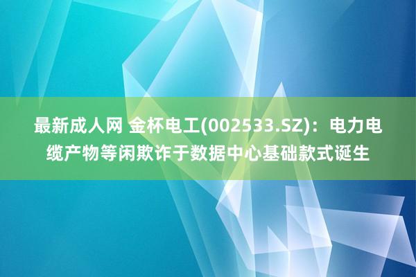 最新成人网 金杯电工(002533.SZ)：电力电缆产物等闲欺诈于数据中心基础款式诞生