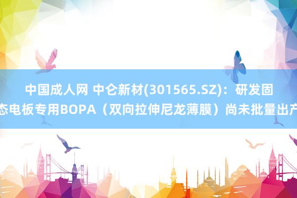 中国成人网 中仑新材(301565.SZ)：研发固态电板专用BOPA（双向拉伸尼龙薄膜）尚未批量出产