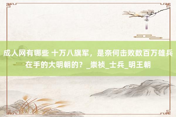 成人网有哪些 十万八旗军，是奈何击败数百万雄兵在手的大明朝的？_崇祯_士兵_明王朝