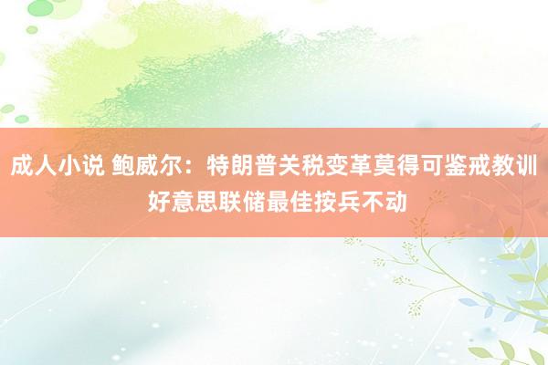 成人小说 鲍威尔：特朗普关税变革莫得可鉴戒教训 好意思联储最佳按兵不动