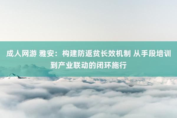 成人网游 雅安：构建防返贫长效机制 从手段培训到产业联动的闭环施行