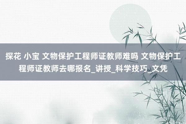 探花 小宝 文物保护工程师证教师难吗 文物保护工程师证教师去哪报名_讲授_科学技巧_文凭