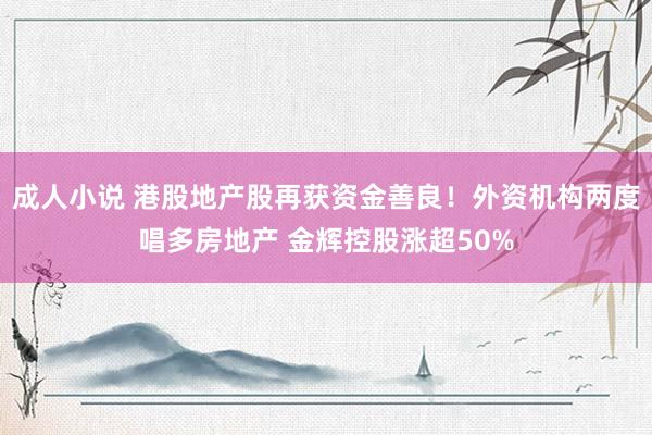 成人小说 港股地产股再获资金善良！外资机构两度唱多房地产 金辉控股涨超50%