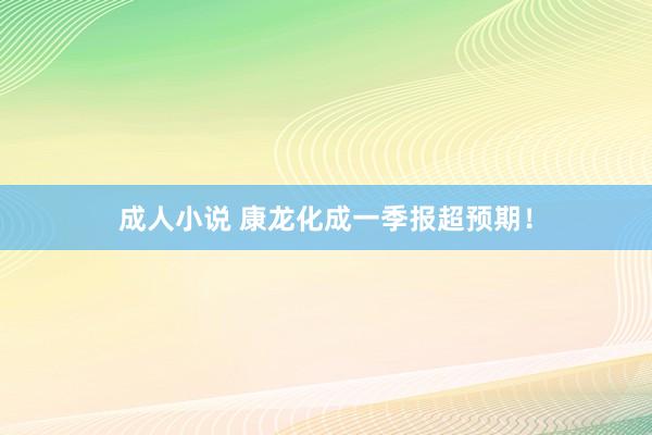 成人小说 康龙化成一季报超预期！